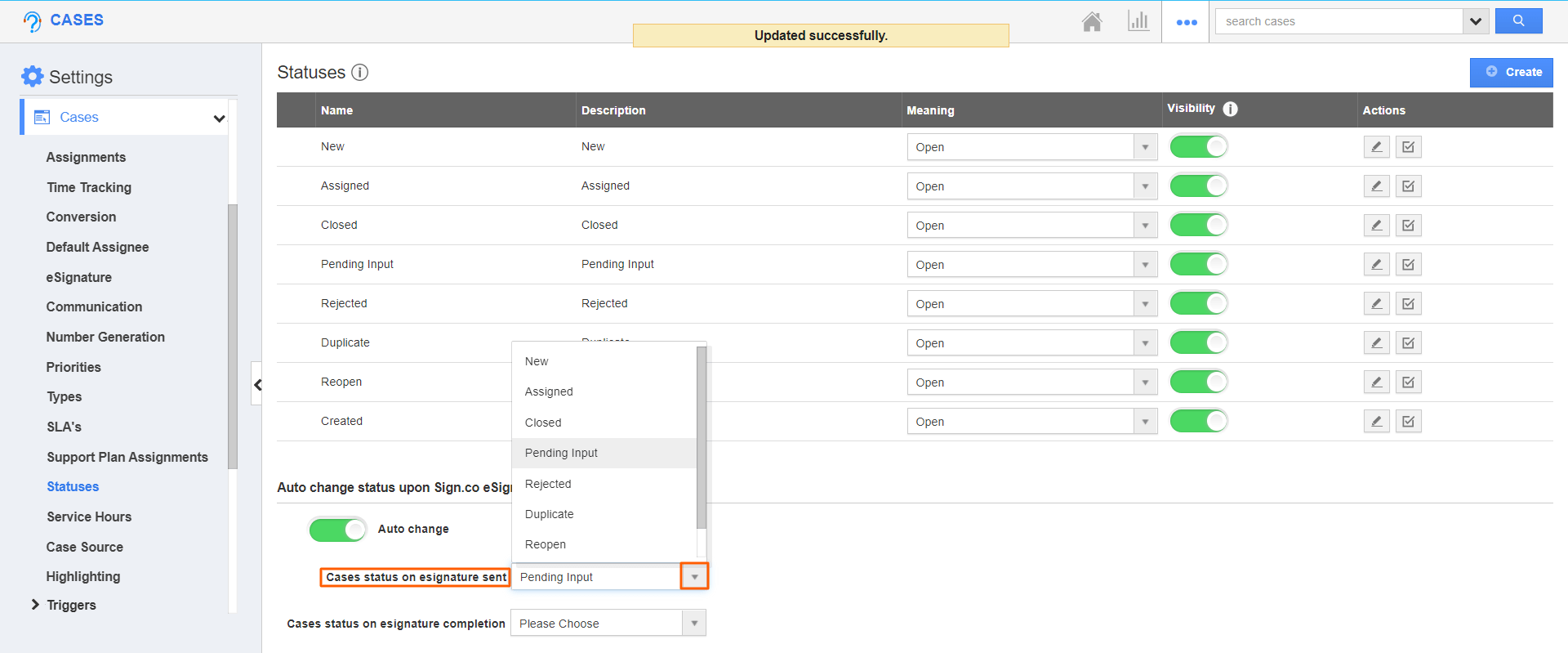 Cases - Auto changes Enabled